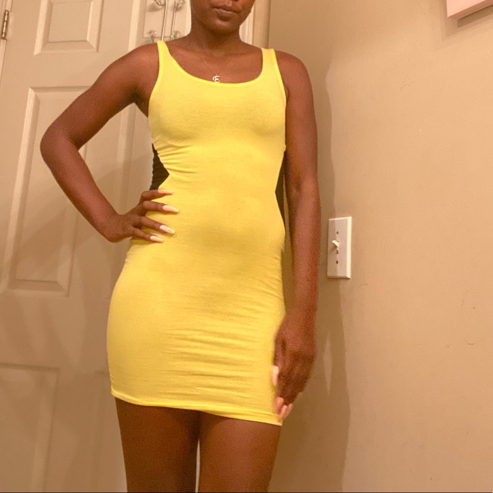Yellow and Black Bodycon dress